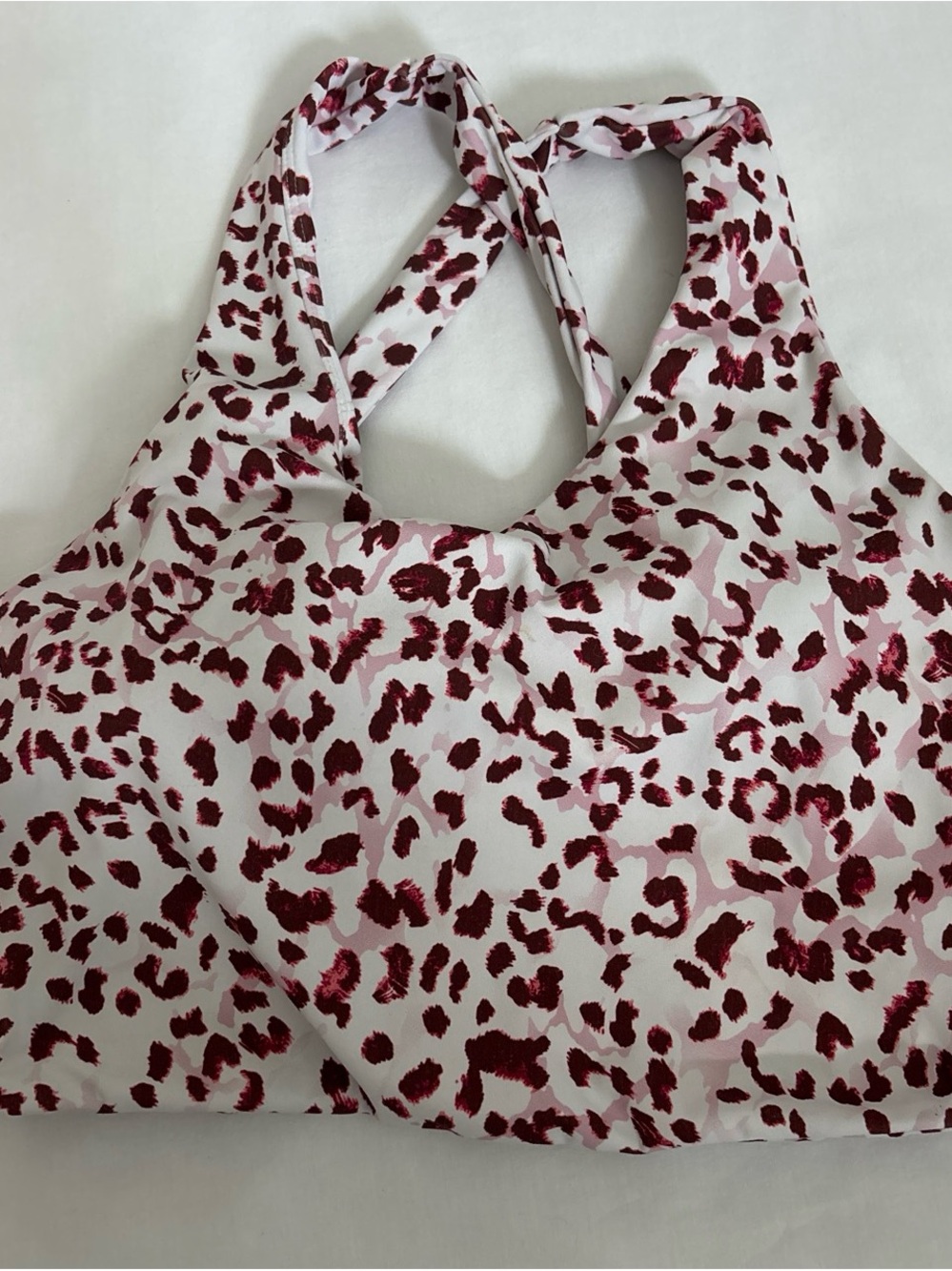 Women's Crossback Bralette - Burgundy Leopard Print